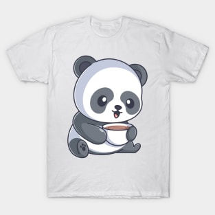 Cute panda drinking coffee T-Shirt